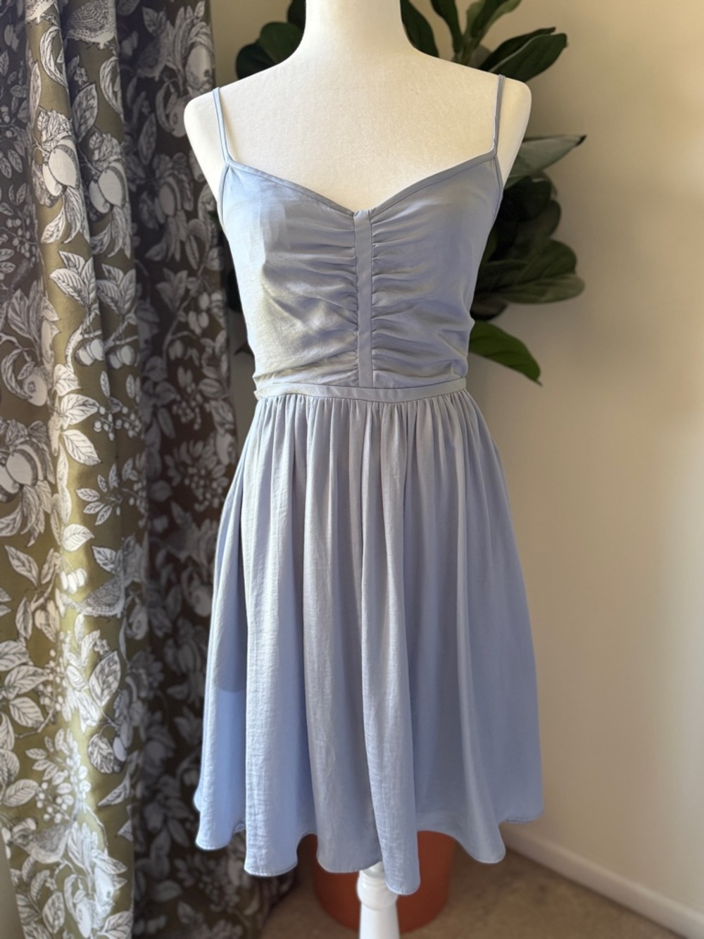 Banana Republic Light Blue Spaghetti Strap Ruched Bodice Mini Dress Never Worn